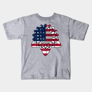 Happy Independence Day Stars&Stripes Sunflower American Flag T SHirt Kids T-Shirt